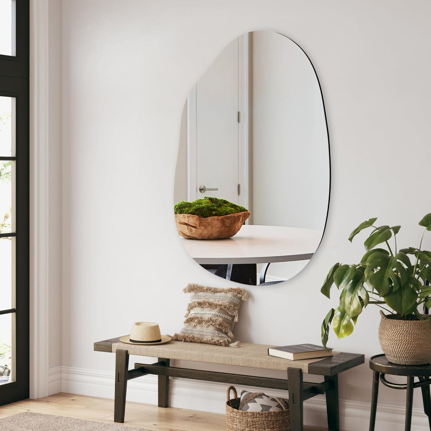 White Round Mirror 30 Inch, Circle Wall Mirrors for Bathroom, Bedroom Living Room or Entryway
