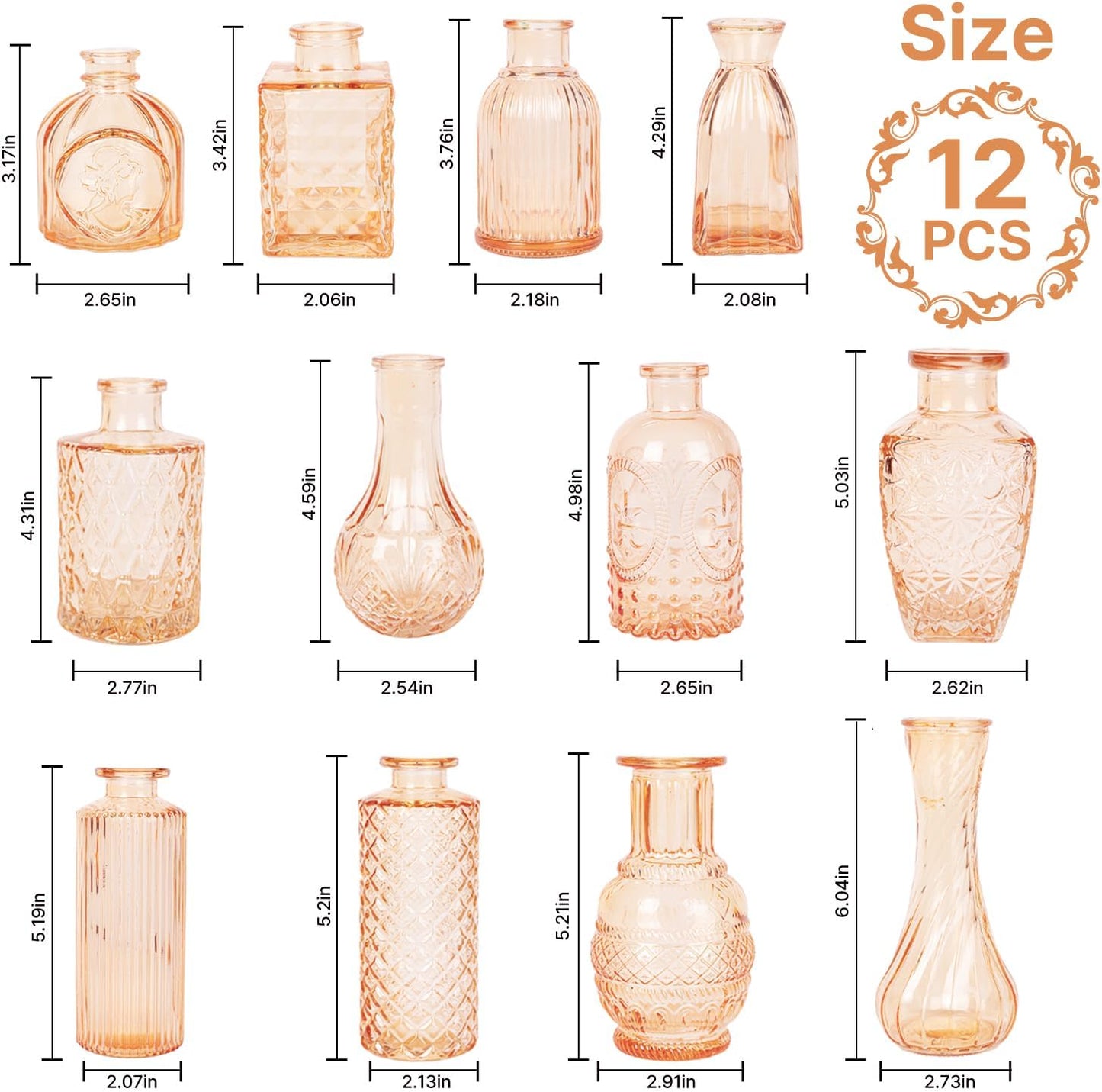 Clear Glass Bud Vase Set of 12 Pcs,Small Bud Vases in Bulk,Glass Crystal Flower Vases Table Centerpieces for Party Event Wedding Decor Baby Shower Decorations (Clear, 12 Pcs)