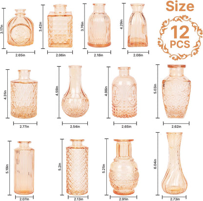 Clear Glass Bud Vase Set of 12 Pcs,Small Bud Vases in Bulk,Glass Crystal Flower Vases Table Centerpieces for Party Event Wedding Decor Baby Shower Decorations (Clear, 12 Pcs)
