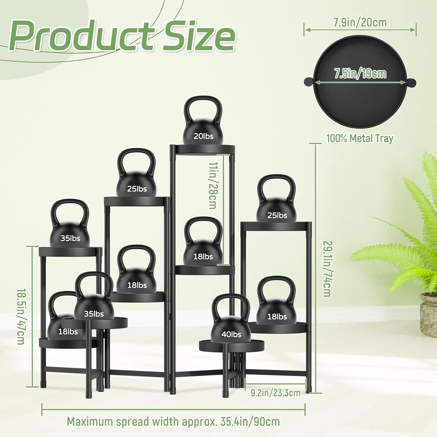 iDavosic.ly Plant Stand Indoor Outdoor, 5 Tier Corner Metal Flower Display Holder Shelf, Folding Tall Orchid Rack for Patio Balcony Porch Garden Living Room House, Black
