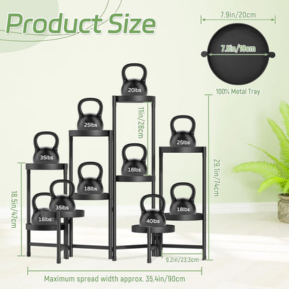 iDavosic.ly Plant Stand Indoor Outdoor, 5 Tier Corner Metal Flower Display Holder Shelf, Folding Tall Orchid Rack for Patio Balcony Porch Garden Living Room House, Black