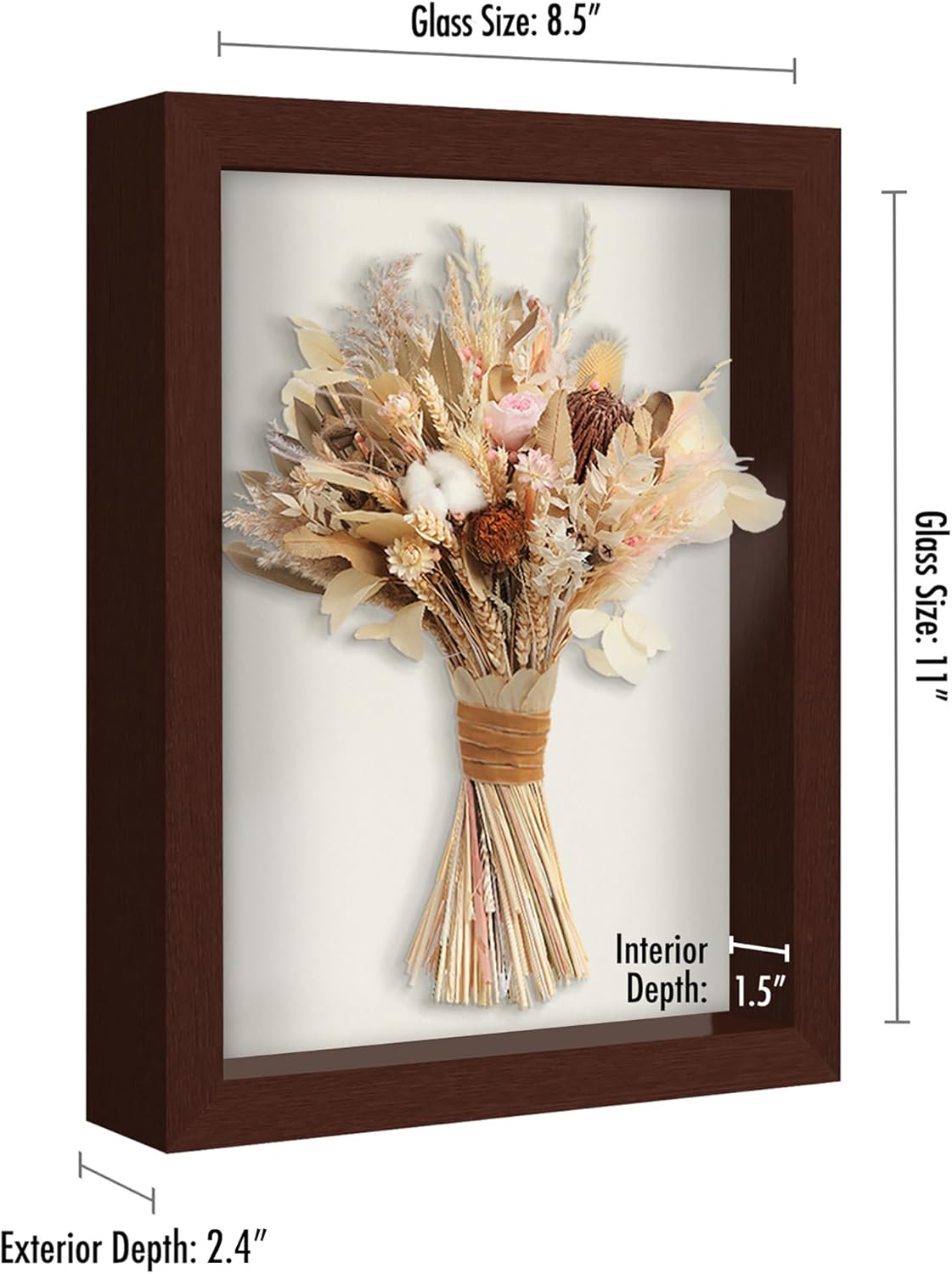 Americanflat 12x16 Shadow Box Frame with Polished Plexiglass - Silhouette Collection - Large Shadow Box Display Case for Tabletop and Wall Display - Black with Soft Felt Back