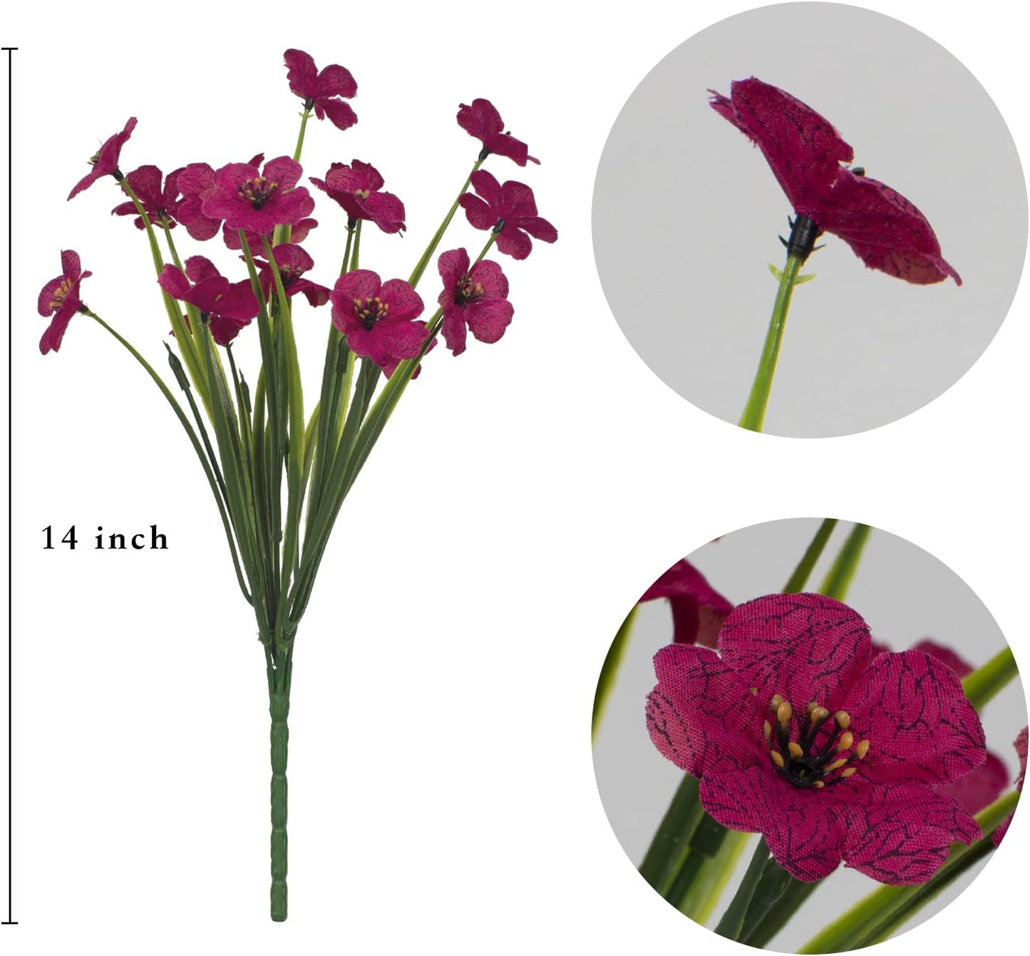 LikSoor 21 Bundles Artificial Outdoor UV Resistant Flowers No Fade Fake Outside Flowers Plastic Greenery Faux Shrubs Garden Porch Window Box Home Decoration(Purple)