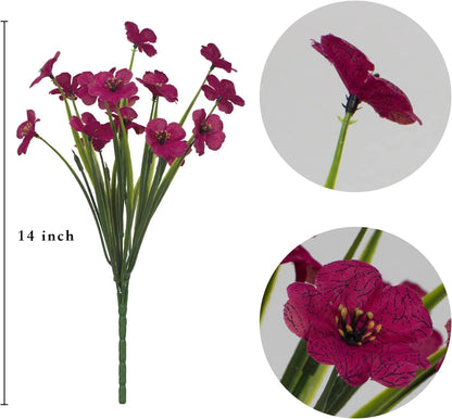 LikSoor 21 Bundles Artificial Outdoor UV Resistant Flowers No Fade Fake Outside Flowers Plastic Greenery Faux Shrubs Garden Porch Window Box Home Decoration(Purple)