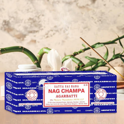 Satya Sai Baba Nag Champa Agarbatti, 250gms Hand Rolled Fine Quality Incense Sticks for Purification, Relaxation, Positivity, Yoga, Meditation