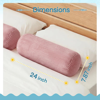 1 MIDDLE ONE Body Pillow, Memory Foam Body Pillows for Adults Sleeping, Decorative Bolster Pillow for Bed & Couch, Long Cylinder Tube Round Pillow, 24x7.87 Inches, Set of 2 (Light Grey)