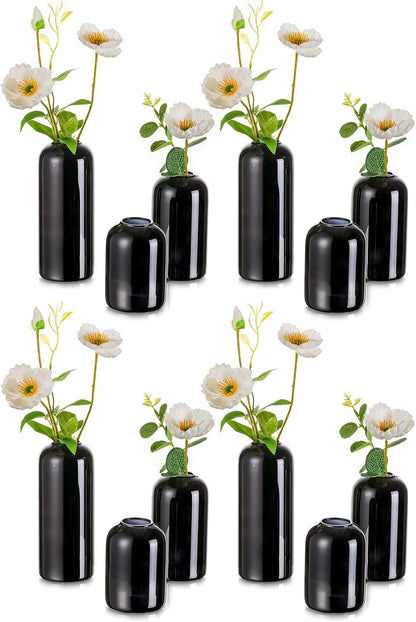 Glass Bud Vases for Flowers - Hewory Blown Modern Small Glass Vases for Centerpieces Set of 12, Mini Clear Bulk Flower Vases for Wedding Party Events Home Decor Floral Arrangement (Not Include Flower)
