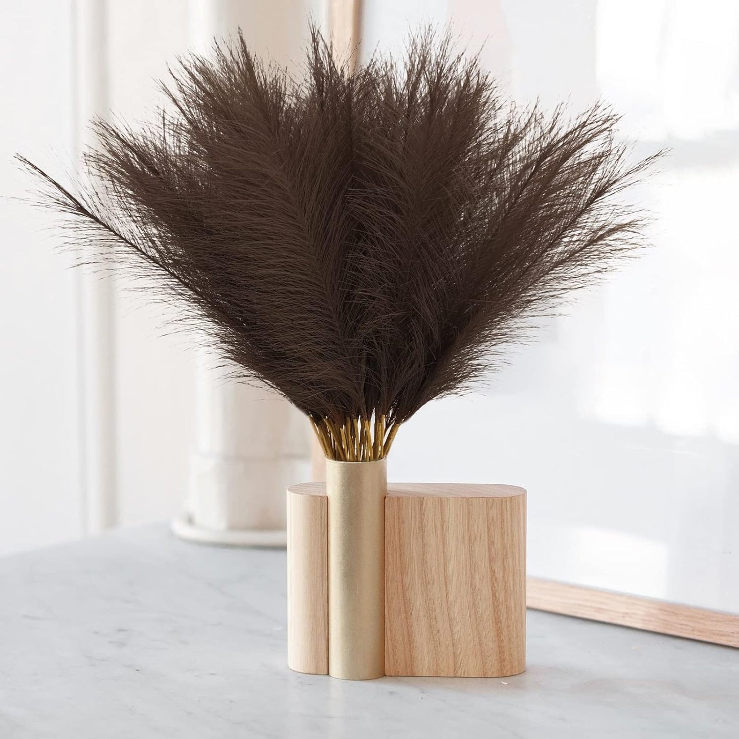 obbsie 50pcs Pink Faux Pampas Grass Decor, 21.6" Short Artificial Floral Branches Vase Filler Flower Arrangement for Home Wedding Boho Outdoor Decor
