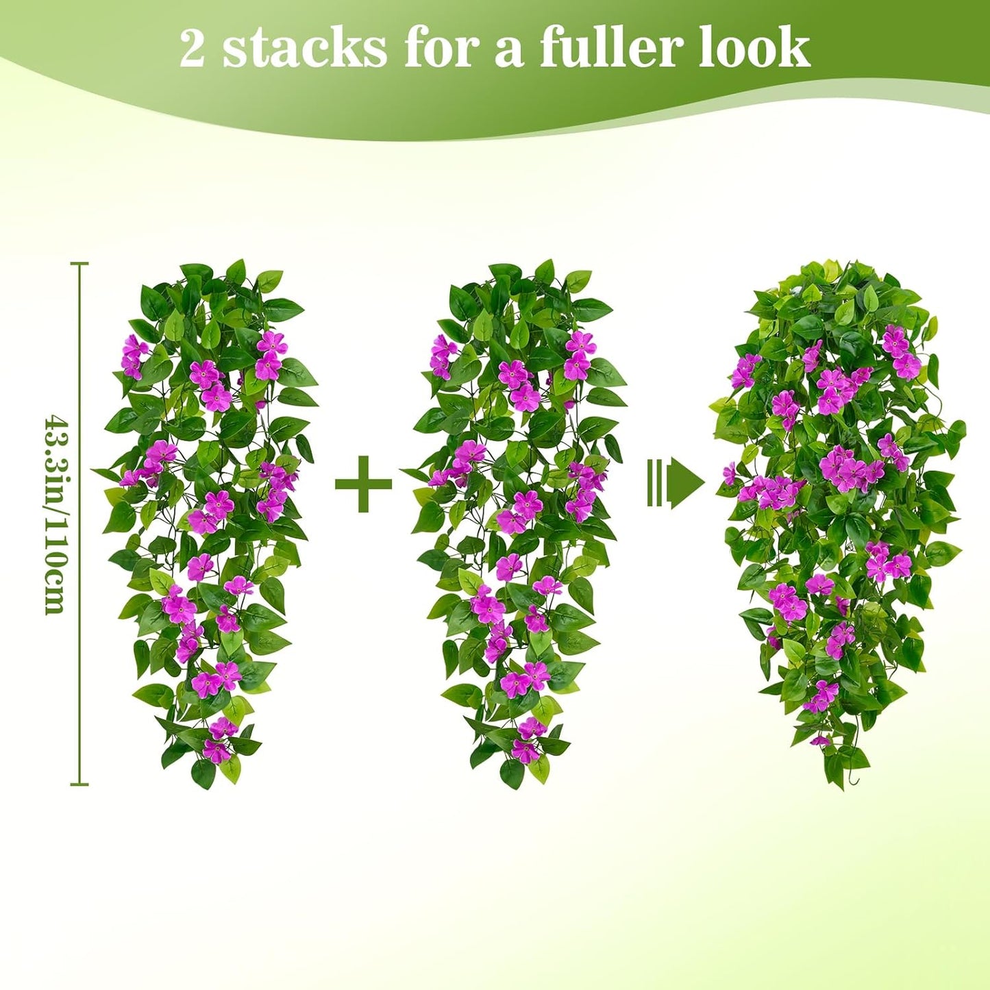 BLEUM CADE Fake Hanging Plants, 2pcs Artificial Pothos Vines Greenery for Wall Home Living Room Office Indoor Outdoor Decor (No Baskets)