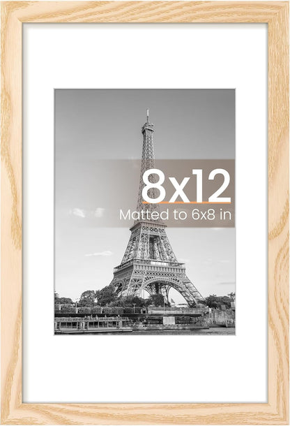 upsimples 8x10 Picture Frame, Display Pictures 5x7 with Mat or 8x10 Without Mat, Wall Hanging Photo Frame, Black, 1 Pack - Colors A