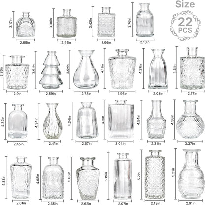Clear Glass Bud Vase Set of 12 Pcs,Small Bud Vases in Bulk,Glass Crystal Flower Vases Table Centerpieces for Party Event Wedding Decor Baby Shower Decorations (Clear, 12 Pcs)