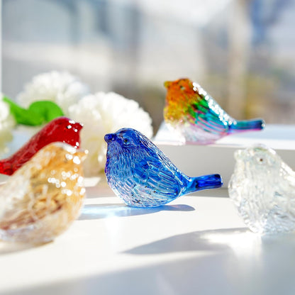 H&D HYALINE & DORA Blue Glass Bird Figurines Bird Gifts for Bird Lovers Women Crystal Glass Animal Figurine Collectible for Home Shelf Decor