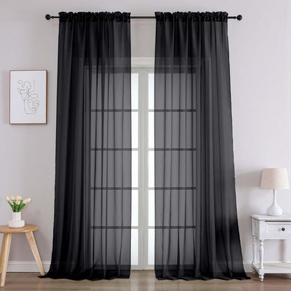 Chyhomenyc Sheer White Valances for Windows 2 Pack, Small Window Curtains for Living Room Bathroom Cafe Laundry Basement, Modern Top Dual Rod Pocket Voile Curtain, 42W x 14L inches, White - Colors B