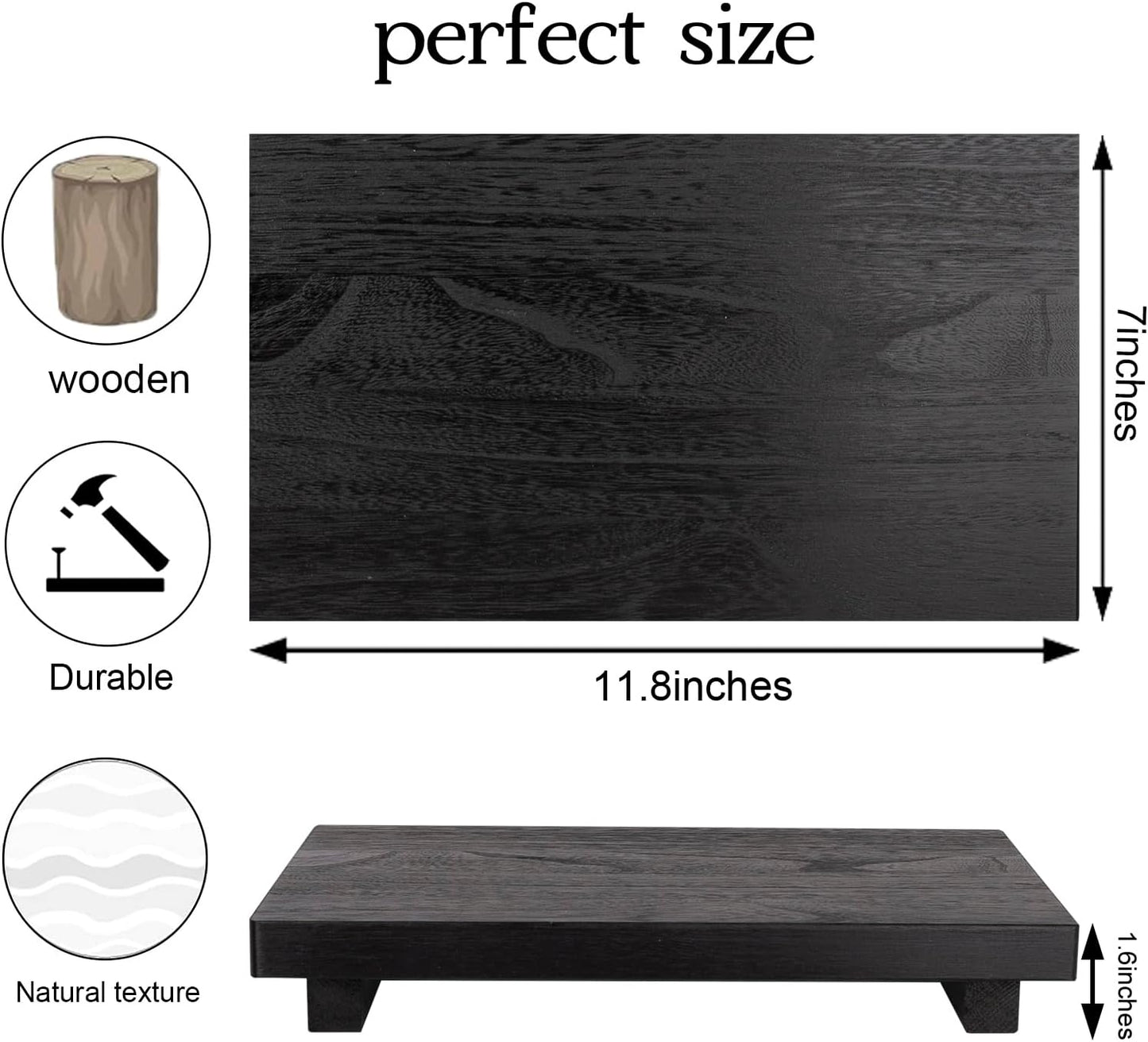 zoocatia Small Wood Tray Pedestal Stand Farmhouse Bathroom Decor Decorative Wooden Riser Kitchen Soap Dish Holder for Vanity, Counter, Sink, Brown
