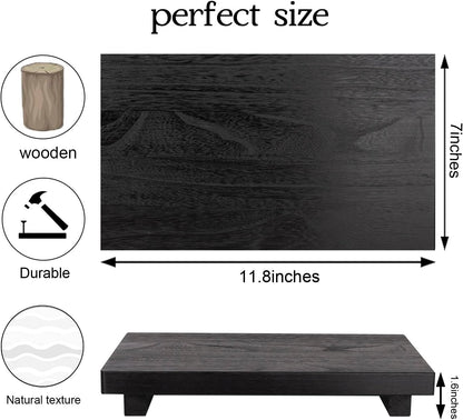 zoocatia Small Wood Tray Pedestal Stand Farmhouse Bathroom Decor Decorative Wooden Riser Kitchen Soap Dish Holder for Vanity, Counter, Sink, Brown