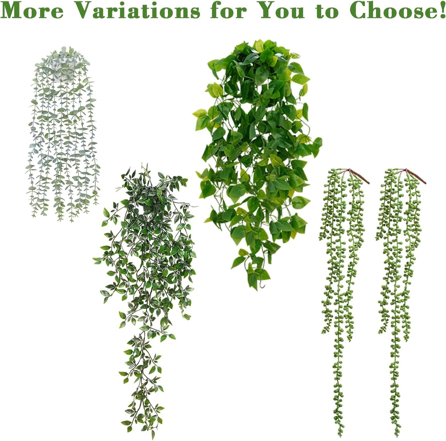 BLEUM CADE Fake Hanging Plants, 2pcs Artificial Pothos Vines Greenery for Wall Home Living Room Office Indoor Outdoor Decor (No Baskets)