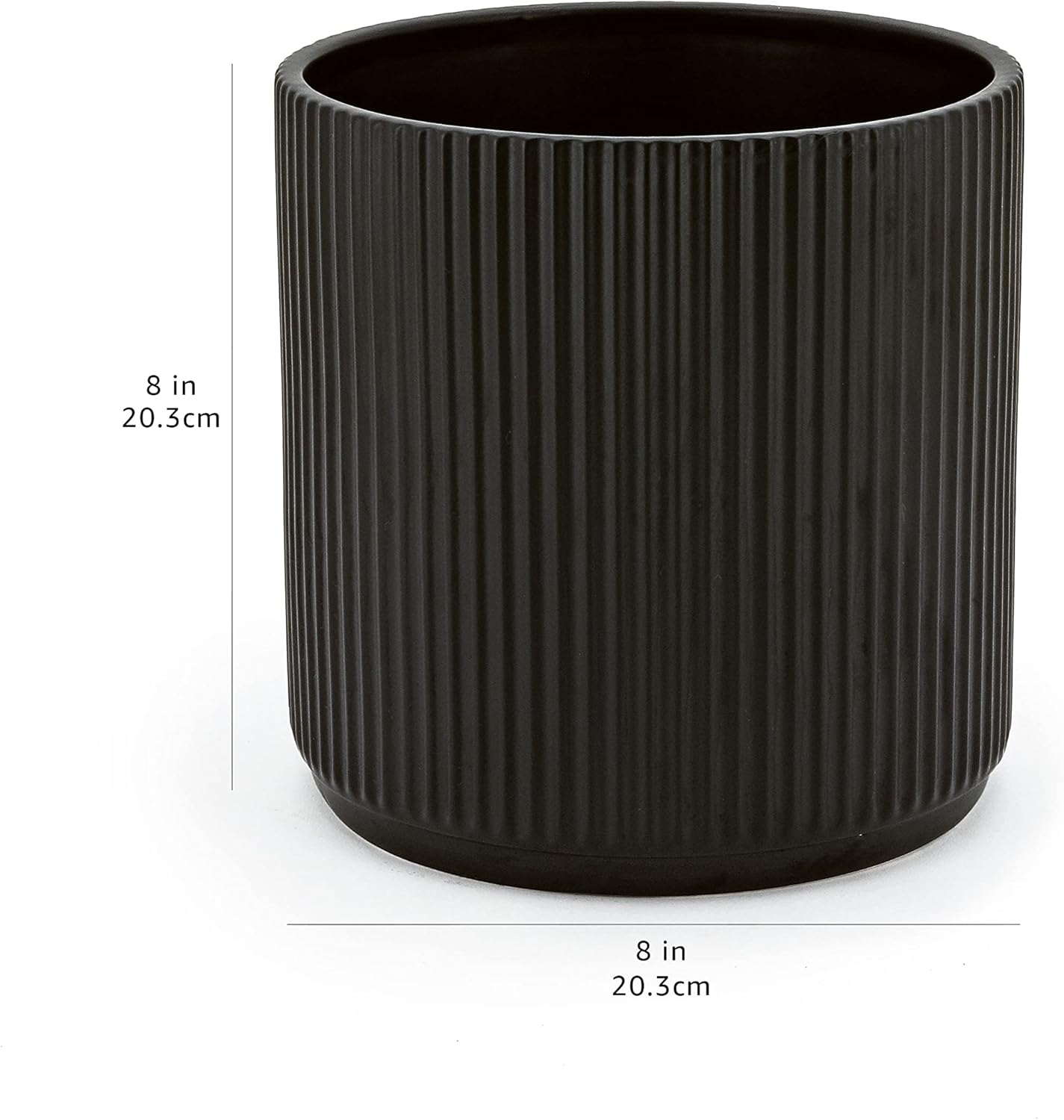 Amazon Basics Fluted Ceramic Round Planter with Drainage Hole, Indoor Outdoor Flower Pot, 10-inch, White