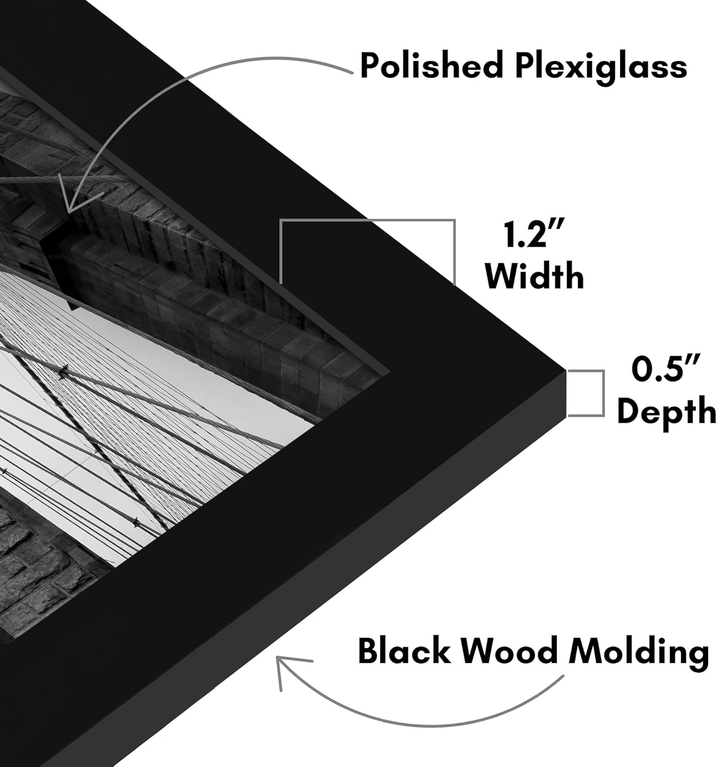 Americanflat 16x20 Picture Frame with Polished Plexiglass - Black Picture Frame - Wide Photo Frames Made of Engineered Wood for Vertical or Horizontal Wall Display - Epic Collection - Black - Colors A