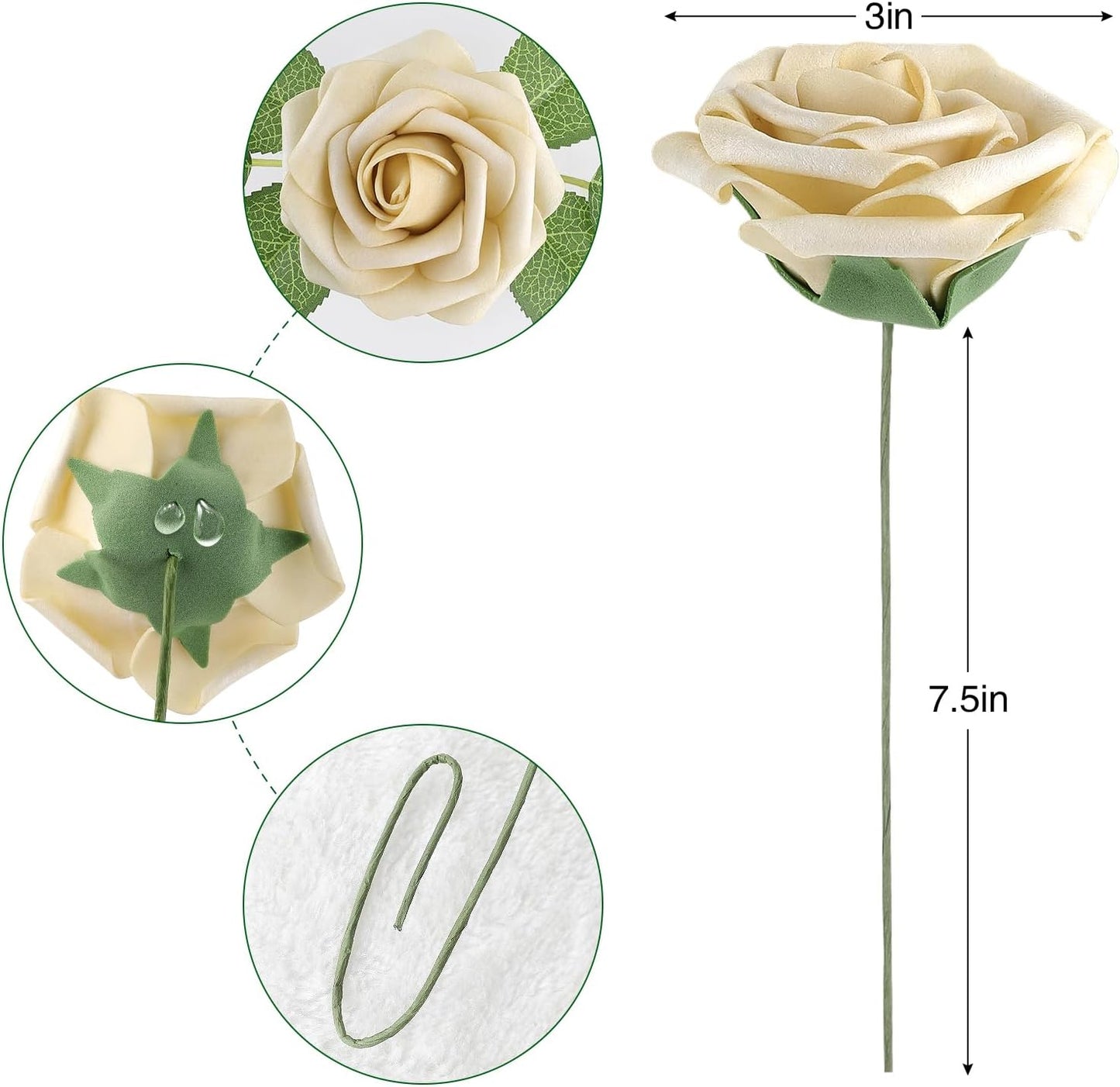 AmyHomie Artificial Flowers Dark Red Rose 25pcs Real Looking Fake Roses w/Stem for DIY Wedding Bouquets Centerpieces Arrangements Party Baby Shower Mothers Day Christmas Tree Decorations
