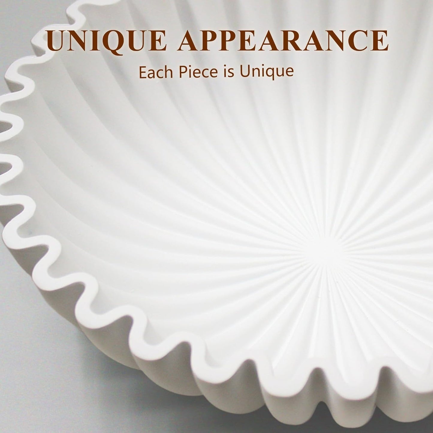 YMXYJM Large Decorative Bowl, Modern Handicraft Bowls for Home Decor, Fruit Bowl for Kitchen Counter, Ruffle Decor, Stylish Key Bowl for Entry Table, Artificial Stone Beige
