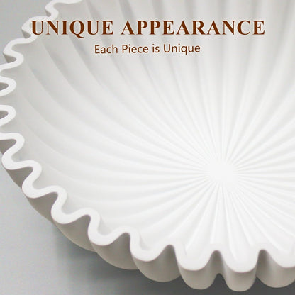 YMXYJM Large Decorative Bowl, Modern Handicraft Bowls for Home Decor, Fruit Bowl for Kitchen Counter, Ruffle Decor, Stylish Key Bowl for Entry Table, Artificial Stone Beige
