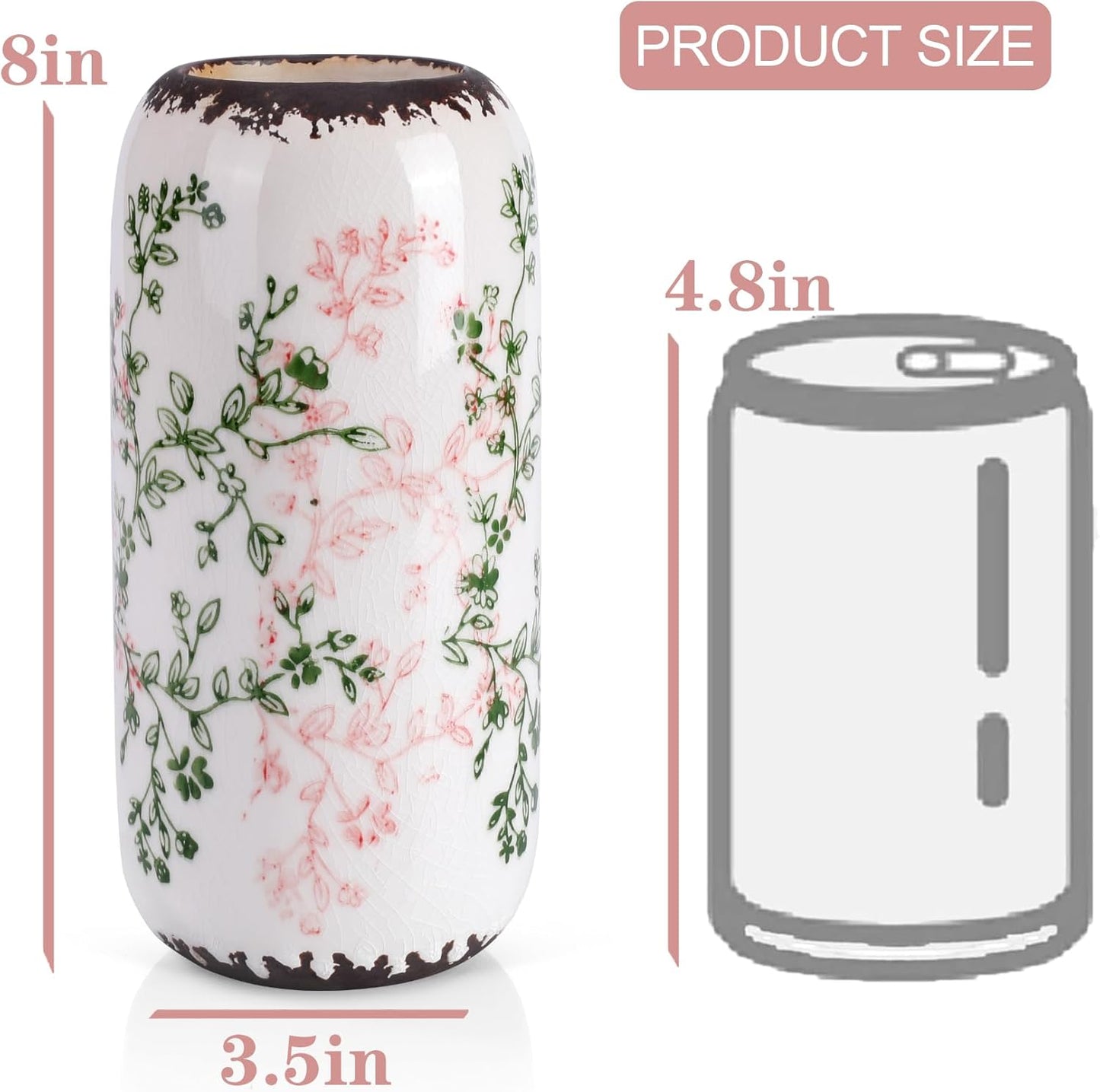 Ceramic Vase for Flowers – Modern Small Ribbed Textured Flower Vase for Home Decor, Pampas Grass, Decorative, Farmhouse, Coffee Table, Kitchen Centerpieces, Bookshelf and Home Living (White)
