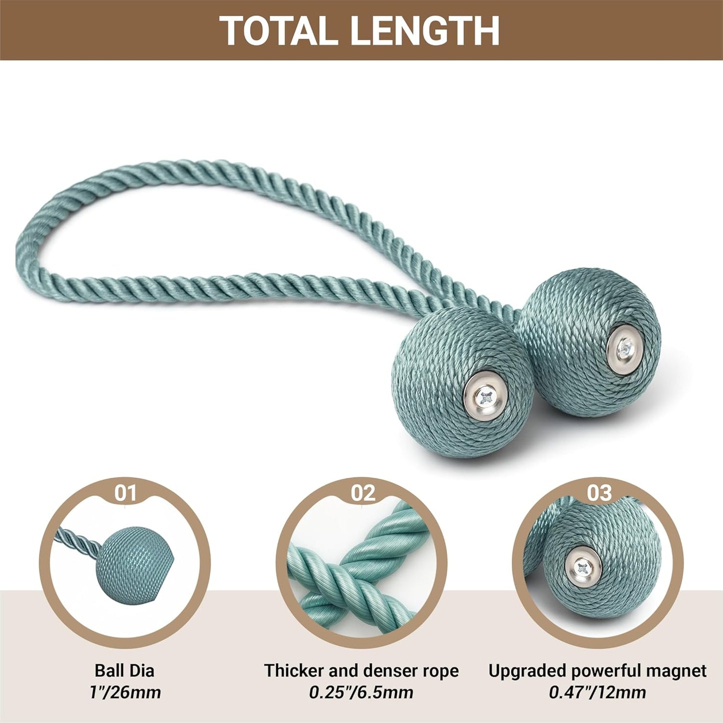 Hion Magnetic Curtain Tiebacks Black 2pcs, Curtain Tiebacks Buckles Holdbacks Holders Hooks Clip for Home Outdoor Bedroom Office Decorative Curtain