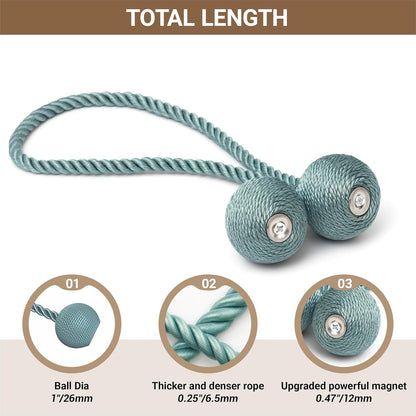 Hion Magnetic Curtain Tiebacks Black 2pcs, Curtain Tiebacks Buckles Holdbacks Holders Hooks Clip for Home Outdoor Bedroom Office Decorative Curtain