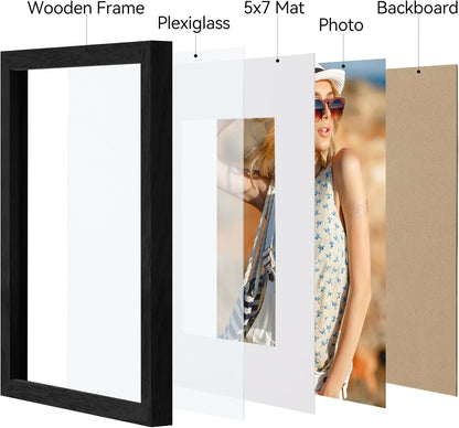 Vittanly 11x14 Picture Frame, Display Pictures 8x10 with Mat or 11x14 without Mat, Photo Frame for Wall Mounting, Black, 1 Pack - Colors A