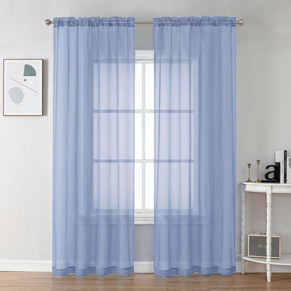 Chyhomenyc Sheer White Valances for Windows 2 Pack, Small Window Curtains for Living Room Bathroom Cafe Laundry Basement, Modern Top Dual Rod Pocket Voile Curtain, 42W x 14L inches, White - Colors B