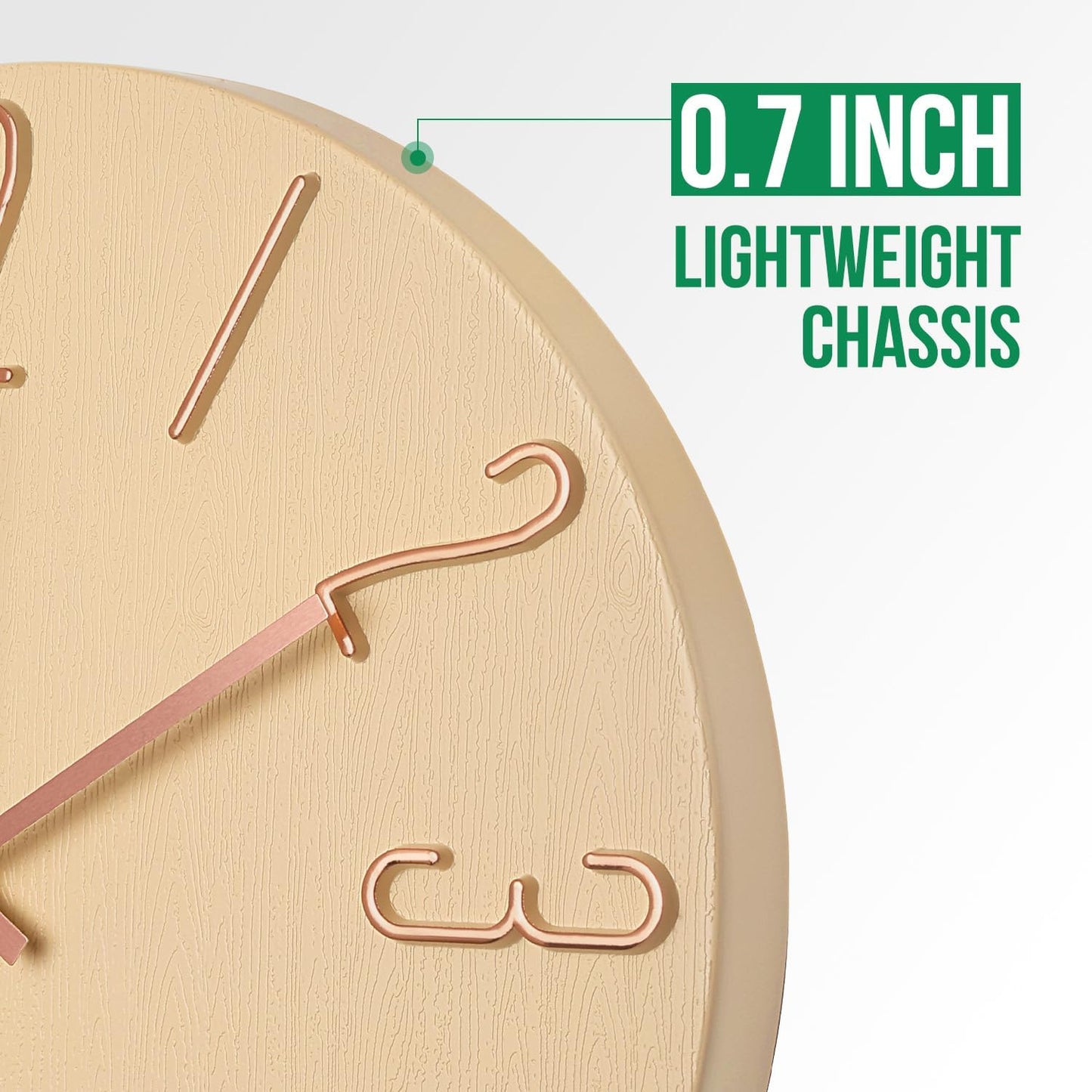 Wall Clock 12 Inch Silent Non-Ticking Imitation Wood Indoor Clock Round White Decor Clock Modern 3D Figures Quartz Wall Clocks for Home, Hotel, Office, School, Bedroom, Living Room, Kitchen