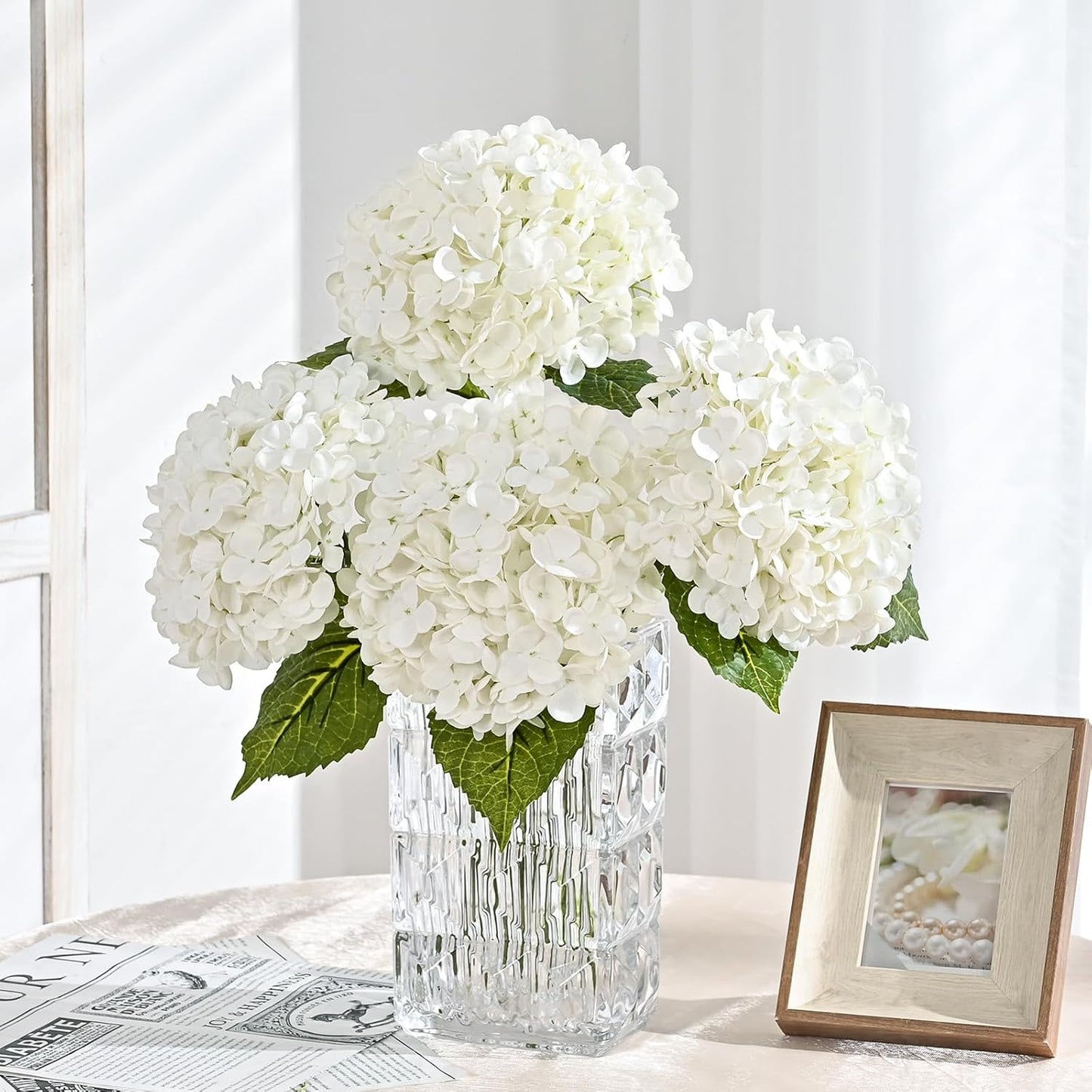 MARTINE MALL 3Pcs 21in Hydrangea Artificial Flowers, Latex Real Touch Hydrangeas Lifelike Large Hydrangea Flowers for Home Decor Party Arrangements Wedding Bouquets Centerpieces (Blue)