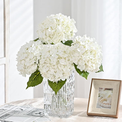 MARTINE MALL 3Pcs 21in Hydrangea Artificial Flowers, Latex Real Touch Hydrangeas Lifelike Large Hydrangea Flowers for Home Decor Party Arrangements Wedding Bouquets Centerpieces (Blue)