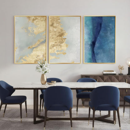 Large Framed Abstract Nature Landscape Wall Art for Living Room, Set of 3 Modern Canvas Prints Paintings Artwork for Walls, Green Lake Pictures for Hallway, Dining Room, Office Wall Decor 24x36 Inch