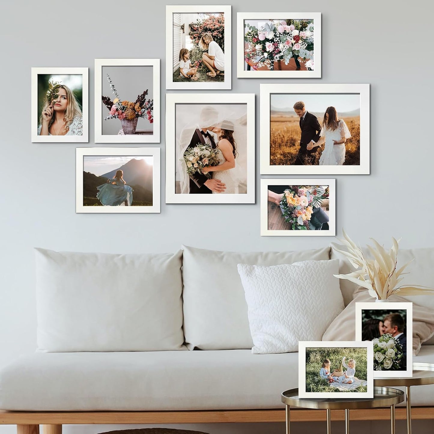 LUCKYLIFE Picture Frames Collage Wall Decor 10-Pack, Gallery Wall Frame Set with 8x10 5x7 4x6 Frames in 3 Different Finishes