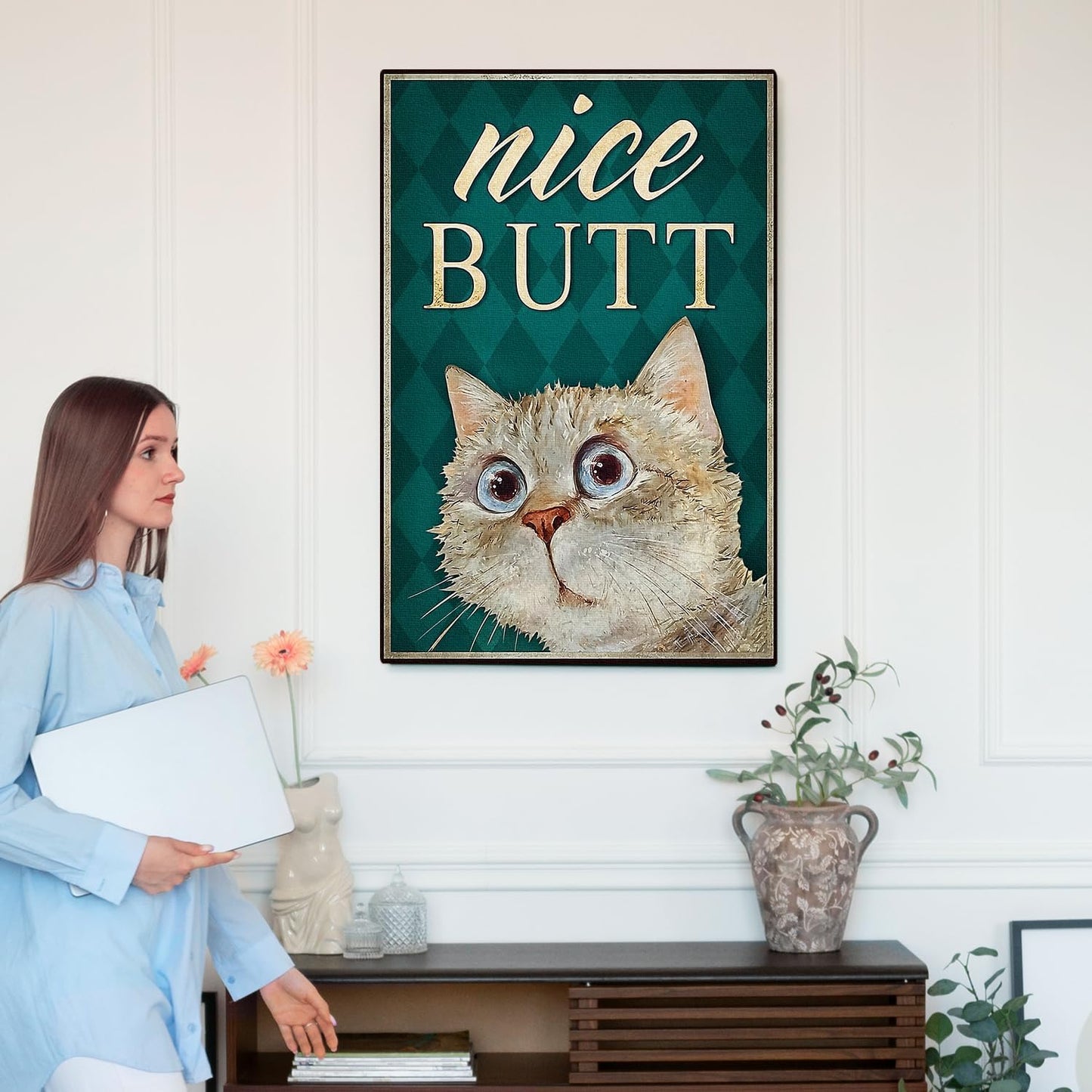 DIHSIEG 12x16 Canvas Wall Art funny bathroom wall art Print Poster Vintage Poster Frameless Floral Can be hung on the Wall Heal Your Heart poster Wall Art Canvas