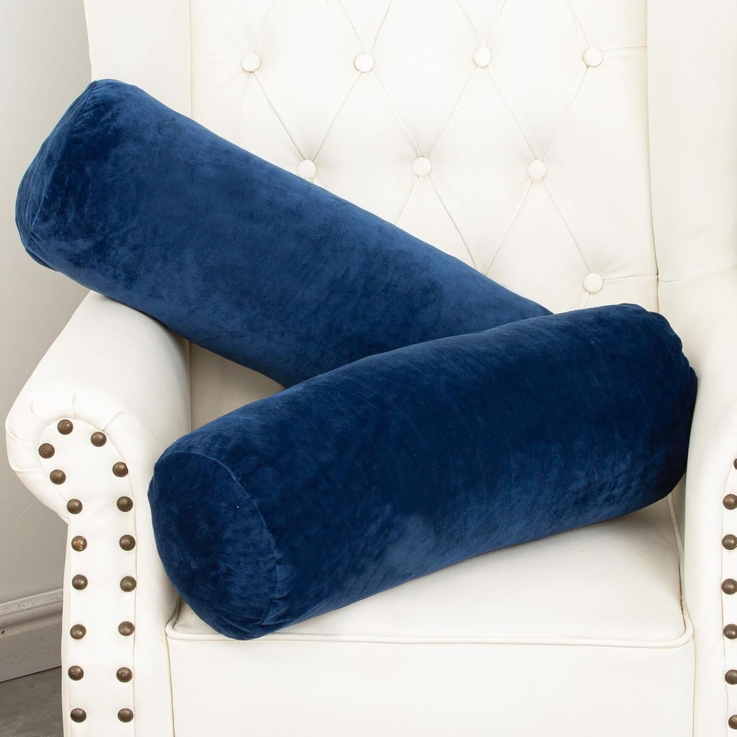 1 MIDDLE ONE Body Pillow, Memory Foam Body Pillows for Adults Sleeping, Decorative Bolster Pillow for Bed & Couch, Long Cylinder Tube Round Pillow, 24x7.87 Inches, Set of 2 (Light Grey)