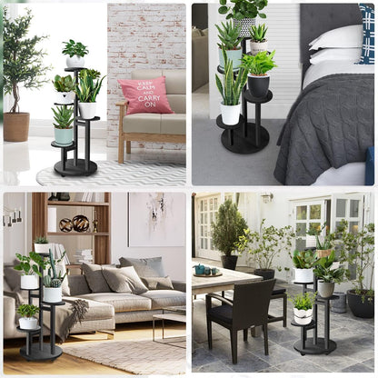 GEEBOBO 5 Tiered Tall Plant Stand for Indoor, Wood Plant Shelf Corner Display Rack, Multi-tier Planter Pot Holder Flower Stand for Living Room Balcony Garden Patio (Brown)