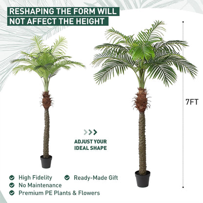 YEPDIN 6 Ft Artificial Tropical Palm Tree With 24 Removable Leaves - Large Faux Plant for Indoors and Outdoors, Silk Housewarming Gift, K185