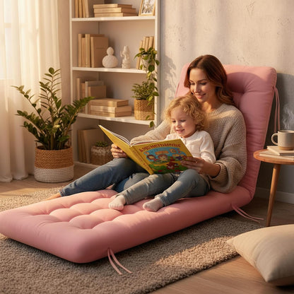 Vercraft Long Floor Cushion Large Floor Cushion with Brushed Cotton Jumbo Lounger Pillow for Outdoor Indoor Bay Window Meditation Yoga Reading Sleeping(Pink)