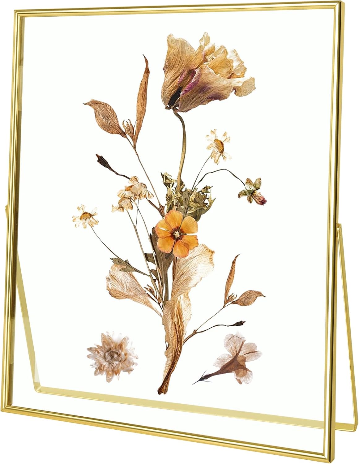 Qiannhee 8x10 Floating Frames Set of 2, Double Glass Desktop Picture Frames, Holds Multiple Photo Sizes, Photo Frame with Metal Stand