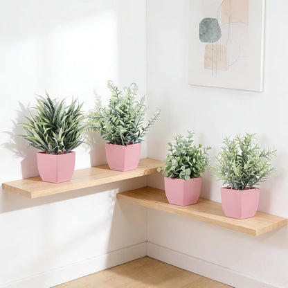 4pcs Fake Small Plants, Artificial Greenery Potted Plant for Home Office Decor, Small Faux Gray Grass Eucalyptus for Bathroom Plants Decoration, Mini Plant Potted Table Shelf Decoration