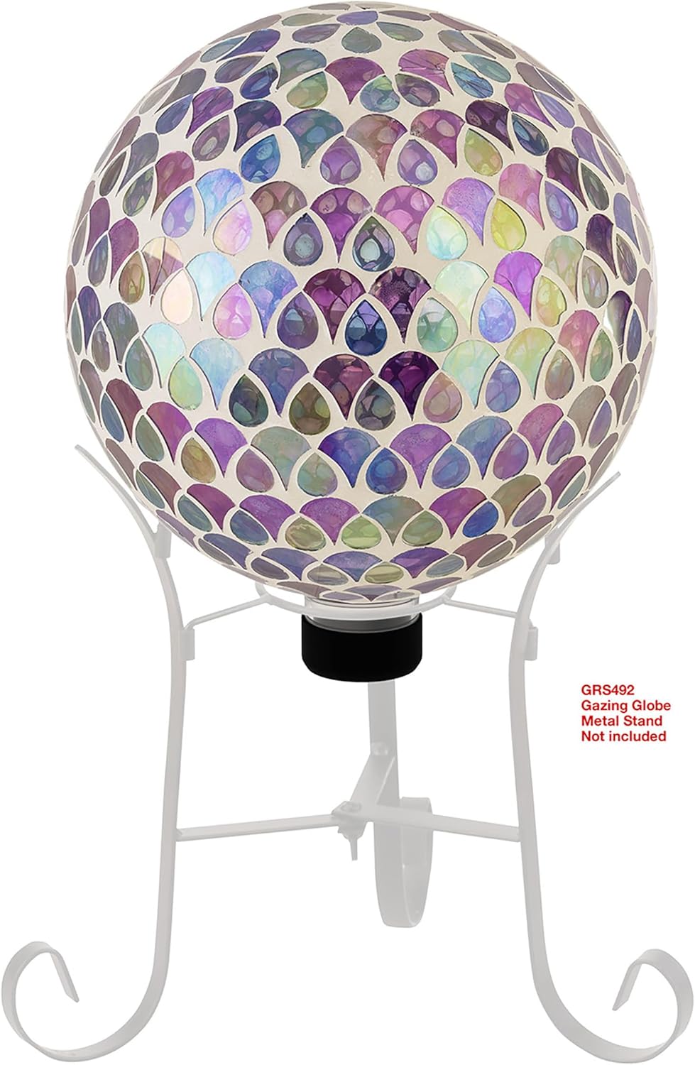 Alpine Corporation 10" Diameter Indoor/Outdoor Glass Mosaic Gazing Globe Yard Decoration, Purple Pearlized Petals Design