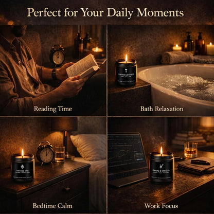 Candles for Men Gift Set, 4 Pack Masculine Scented Soy Candles for Men, Leather, Smoke, Oak & Lavender Scents, Aromatherapy Candle Gift Set for Dad, Husband, Boyfriend, Birthday & Father’s Day Gifts