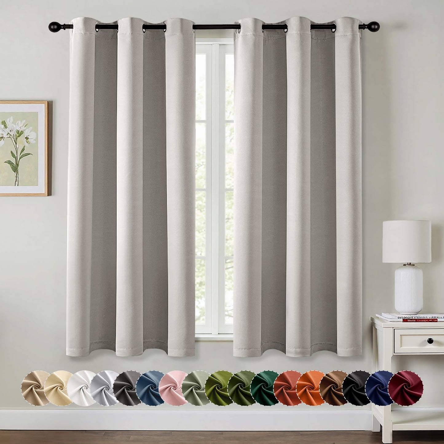MIULEE Blackout Curtains for Bedroom Living Room 2 Panels, Thermal Insulated Room Darkening Drapes Grommet Noise Reducing Light Blocking Window Treatments 63 Inches Long 40x63 Inch Black - Colors B