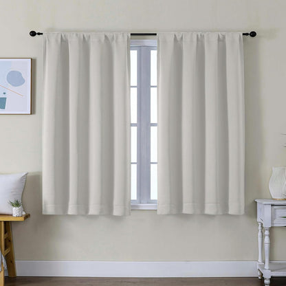 Simplebrand Ava Sage Green Blackout Curtains for Bedroom 63 Inch Length 2 Panels Set, Solid Thermal Insulated Energy Saving Rod Pocket Window Treatment Curtains Blackout Drapes, W40 x L63 Inch, Sage - Colors A