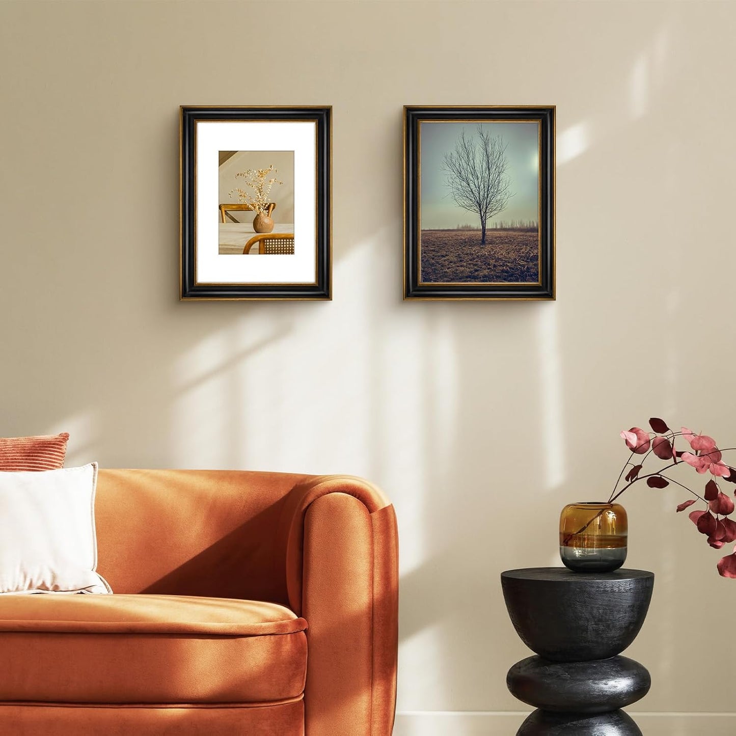 Golden State Art, 11x14 Photo Frame with Mat for Pictures 8x10 and Real Glass (Dark Gold Brown & Bronze Pewter Panel with White Color Mat, 1.25 Inch Frame Border)
