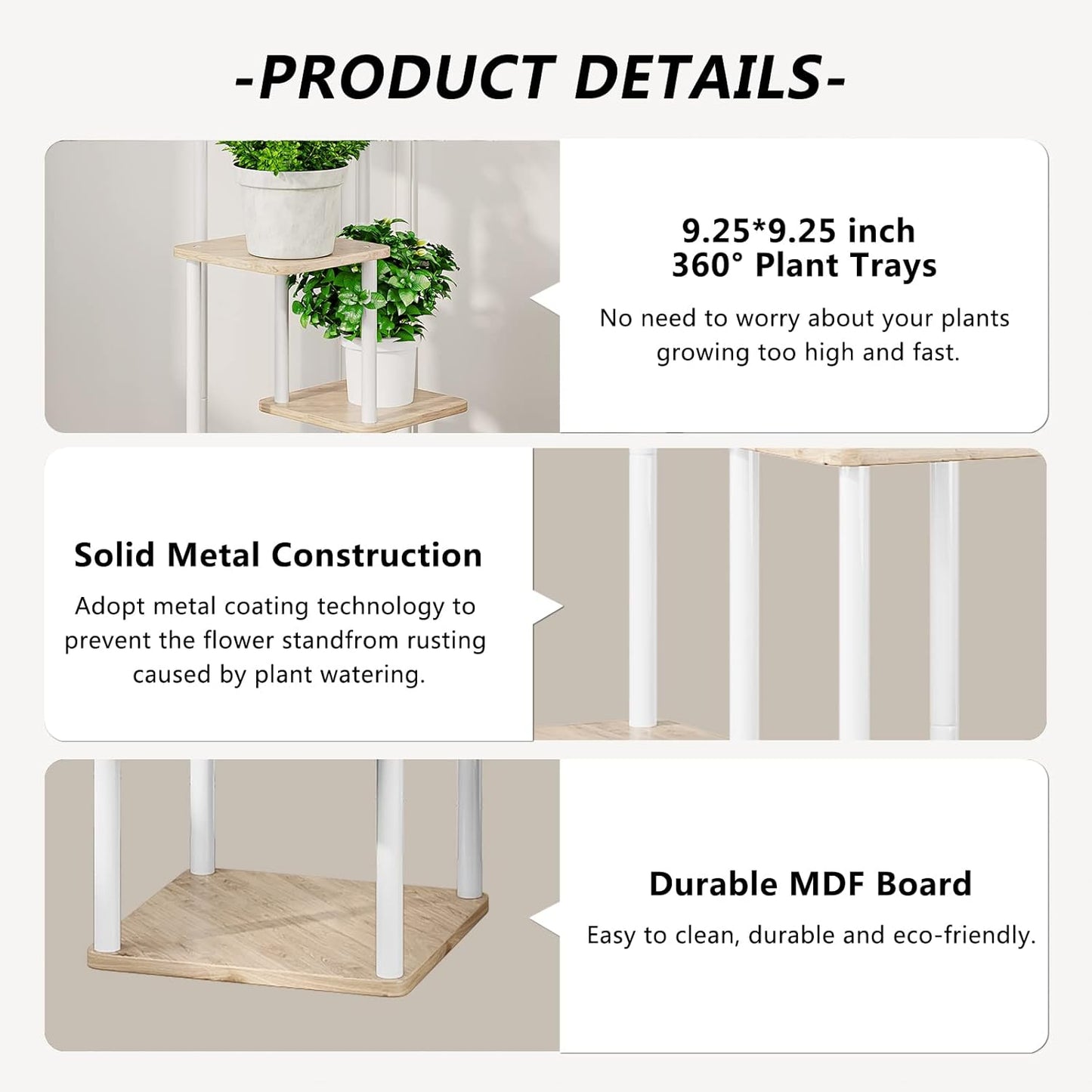 AZERPIAN Plant Stand 5 Tier Indoor Metal Flower Shelf for Multiple Plants Corner Tall Flower Holders for Patio Garden Living Room Balcony Bedroom, Black (5 Tier-Black)