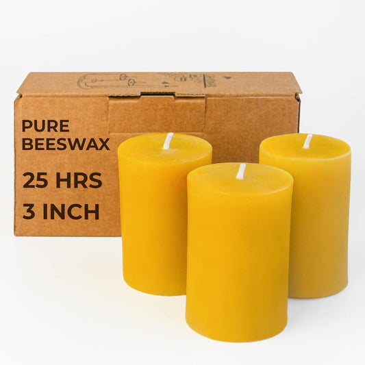 CANDWAX 3x4 inch Pillar Candles Set of 3 – Unscented Dripless Rustic Dark Blue Candles for Room Decor, Weddings, Centerpieces