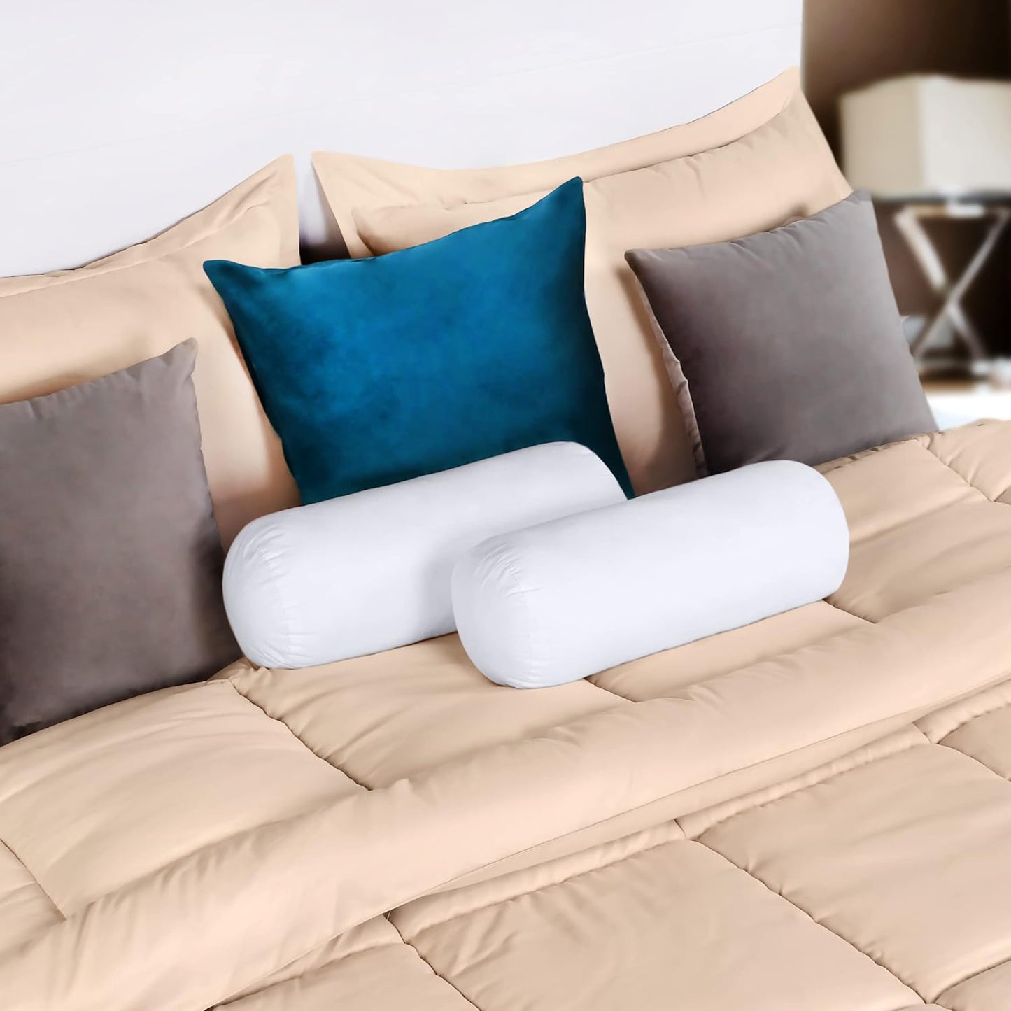 Utopia Bedding Bolster Pillows Insert (Pack of 2, Navy) - 6 x 16 Inches Bed and Couch Pillows - Indoor Decorative Pillows